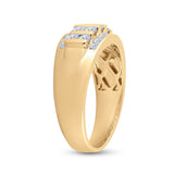 Anillo de boda de oro amarillo de 10 quilates con diamantes redondos para hombre, 1 quilates 