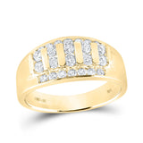 Anillo de boda de oro amarillo de 10 quilates con diamantes redondos para hombre, 1 quilates 