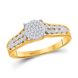 Anillo de compromiso de boda nupcial con racimo de diamantes redondos de oro amarillo de 10 quilates, 1/5 quilates 