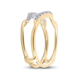 Anillo de boda de oro amarillo de 14 quilates con diamantes redondos para mujer, potenciador de protección de 1/3 quilates 