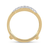 Anillo de boda de oro amarillo de 14 quilates con diamantes redondos para mujer, potenciador de protección de 1/3 quilates 