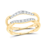 Anillo de boda de oro amarillo de 14 quilates con diamantes redondos para mujer, potenciador de protección de 1/3 quilates 