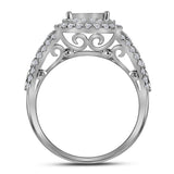 Juego de anillos de boda para novia con diamantes de princesa de oro blanco de 14 quilates, 1-1/2 quilates 