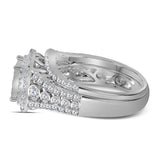 Juego de anillos de boda para novia con diamantes de princesa de oro blanco de 14 quilates, 1-1/2 quilates 