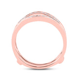 14kt Rose Gold Womens Round Diamond Wedding Wrap Ring Guard Enhancer 1/4 Cttw