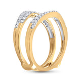 Anillo de boda de oro amarillo de 14 quilates con diamantes redondos para mujer, potenciador de protección de 1/2 quilates 