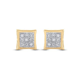 Pendientes cuadrados de diamantes redondos para mujer de oro amarillo de 10 quilates, 0,01 quilates 