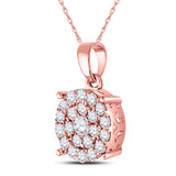 10kt Rose Gold Womens Round Diamond Cluster Pendant 1 Cttw