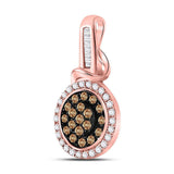 Colgante de racimo de moda de diamantes marrones redondos para mujer de oro rosa de 10 quilates de 3/8 quilates 