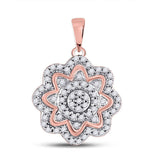 Colgante de oro rosa de 10 quilates para mujer con diamantes redondos y forma de flor de 1/5 quilates 