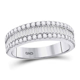 14kt White Gold Womens Baguette Diamond Fashion Anniversary Ring 1 Cttw