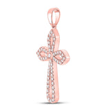 10kt Rose Gold Womens Round Diamond Cross Pendant 1/3 Cttw