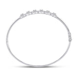 Brazalete de oro blanco de 14 quilates para mujer con halo de diamantes redondos, 1 quilates