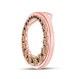 Colgante circular graduado con diamantes marrones redondos para mujer en oro rosa de 10 quilates, 3/4 quilates 