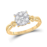 10kt Yellow Gold Womens Round Diamond Flower Cluster Ring 1/2 Cttw