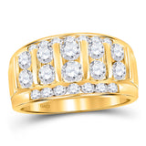 Anillo de boda de oro amarillo de 14 quilates con diamantes redondos para hombre, 3 quilates 