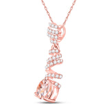 Colgante solitario en espiral de diamante de morganita ovalada para mujer en oro rosa de 10 quilates, 1 quilates 