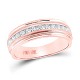 10kt Rose Gold Mens Round Diamond Wedding Single Row Band Ring 1/2 Cttw