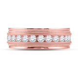 10kt Rose Gold Mens Round Diamond Wedding Single Row Band Ring 1 Cttw