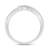 Anillo apilable de oro blanco de 10 quilates para mujer con nudo de diamante redondo de 1/5 quilates 