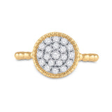 10kt Yellow Gold Womens Round Diamond Beaded Circle Cluster Ring 3/8 Cttw