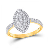 Anillo de oro amarillo de 10 quilates para mujer con diamantes redondos en forma de marquesa de 5/8 quilates 