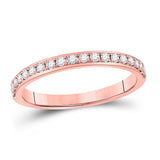 14kt Rose Gold Womens Round Diamond Wedding Single Row Band 1/6 Cttw