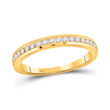 Alianza de boda de oro amarillo de 14 quilates con diamantes redondos para mujer de 1/4 quilates 