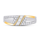 10kt Two-tone Gold Mens Round Diamond 3-stone Wedding Ring 1/2 Cttw