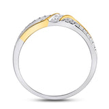 Anillo de boda de 3 piedras con diamantes redondos para hombre en oro bicolor de 10 quilates, 1/2 quilates 