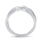 14kt White Gold Womens Round Diamond Negative Space Link Fashion Ring 1/6 Cttw