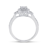 14kt White Gold Womens Princess Diamond Fashion Ring 1/2 Cttw
