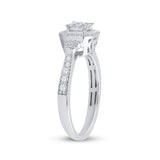 14kt White Gold Womens Princess Diamond Fashion Ring 1/2 Cttw