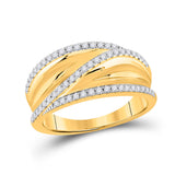 10kt Yellow Gold Womens Round Diamond Crossover Fashion Ring 1/3 Cttw