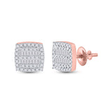 10kt Rose Gold Womens Baguette Diamond Square Earrings 1/3 Cttw