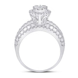 14kt White Gold Womens Round Diamond Marquise-shape Cluster Ring 1-3/4 Cttw