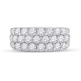 14kt White Gold Womens Round Diamond Triple Row Pave Band Ring 2 Cttw