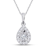 10kt White Gold Womens Round Diamond Teardrop Pendant 1/6 Cttw