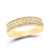 14kt Yellow Gold Mens Round Diamond Wedding Braided Inlay Band Ring 1/3 Cttw