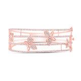 Brazalete de mariposa con diamantes redondos para mujer en oro rosa de 14 quilates, 2 quilates 