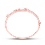 Brazalete de mariposa con diamantes redondos para mujer en oro rosa de 14 quilates, 2 quilates 