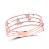 Brazalete de mariposa con diamantes redondos para mujer en oro rosa de 14 quilates, 2 quilates 