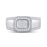 Anillo de oro blanco de 14 quilates para mujer con diamantes baguette octágonos, 1/2 quilates 