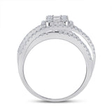 Anillo de oro blanco de 14 quilates con diamantes baguette para mujer, 1 quilates 