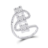 Anillo de oro blanco de 14 quilates con diamantes baguette para mujer, 1 quilates 