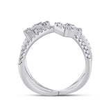 Anillo de moda con espacio negativo y diamantes baguette para mujer de oro blanco de 14 quilates, 3/4 quilates 