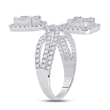 Anillo de oro blanco de 14 quilates con diamantes baguette para mujer, 1-1/2 quilates 