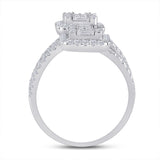 14kt White Gold Womens Baguette Diamond Fashion Ring 1-1/2 Cttw