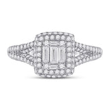 14kt White Gold Womens Baguette Diamond Square Cluster Ring 1 Cttw