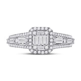 14kt White Gold Womens Round Diamond Square Cluster Ring 7/8 Cttw